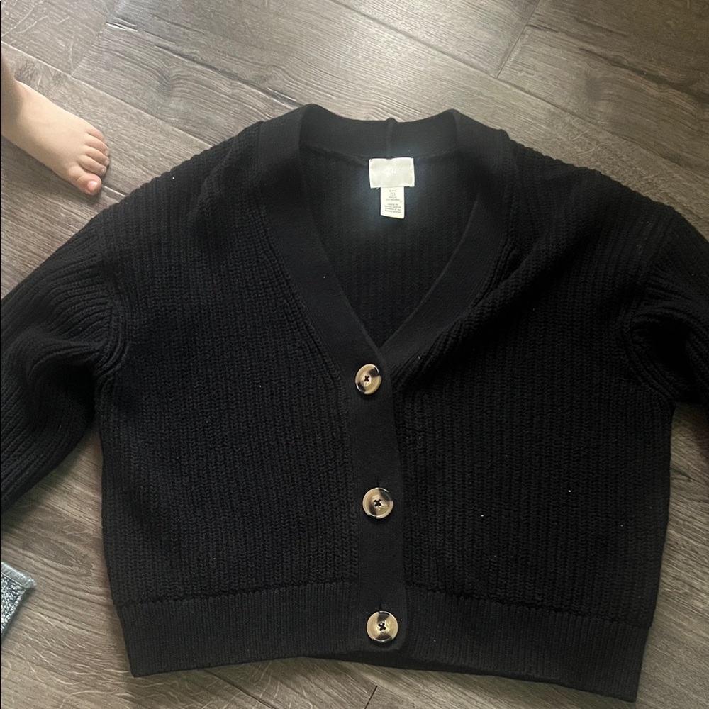 H&M Black Button-Up Sweater